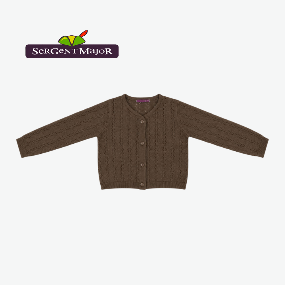 SERGENT MAJOR BROWN POINTELLE KNIT CARDIGAN