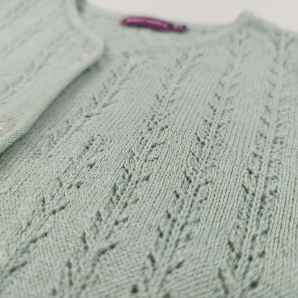 SERGENT MAJOR MINT GREEN POINTELLE KNIT CARDIGAN