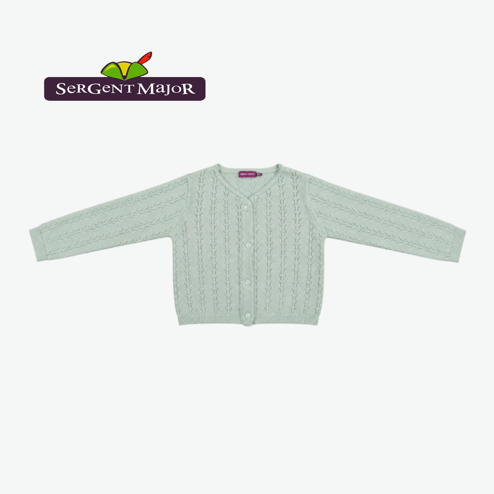 SERGENT MAJOR MINT GREEN POINTELLE KNIT CARDIGAN