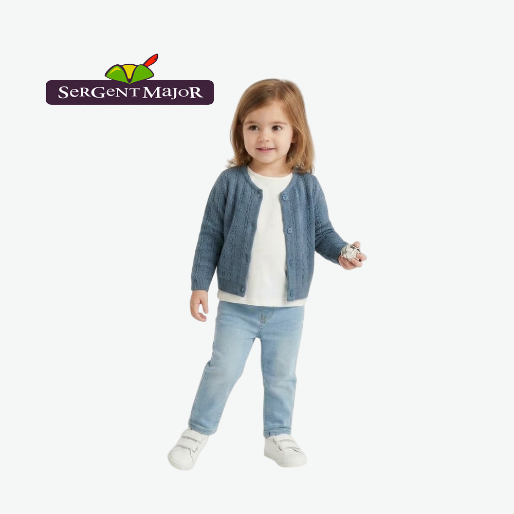 SERGENT MAJOR BLUE POINTELLE KNIT CARDIGAN