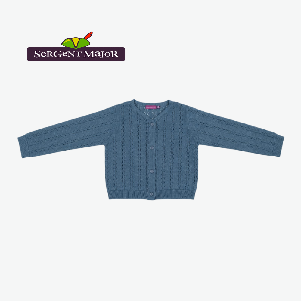 SERGENT MAJOR BLUE POINTELLE KNIT CARDIGAN