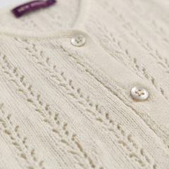 SERGENT MAJOR OFF-WHITE POINTELLE KNIT CARDIGAN