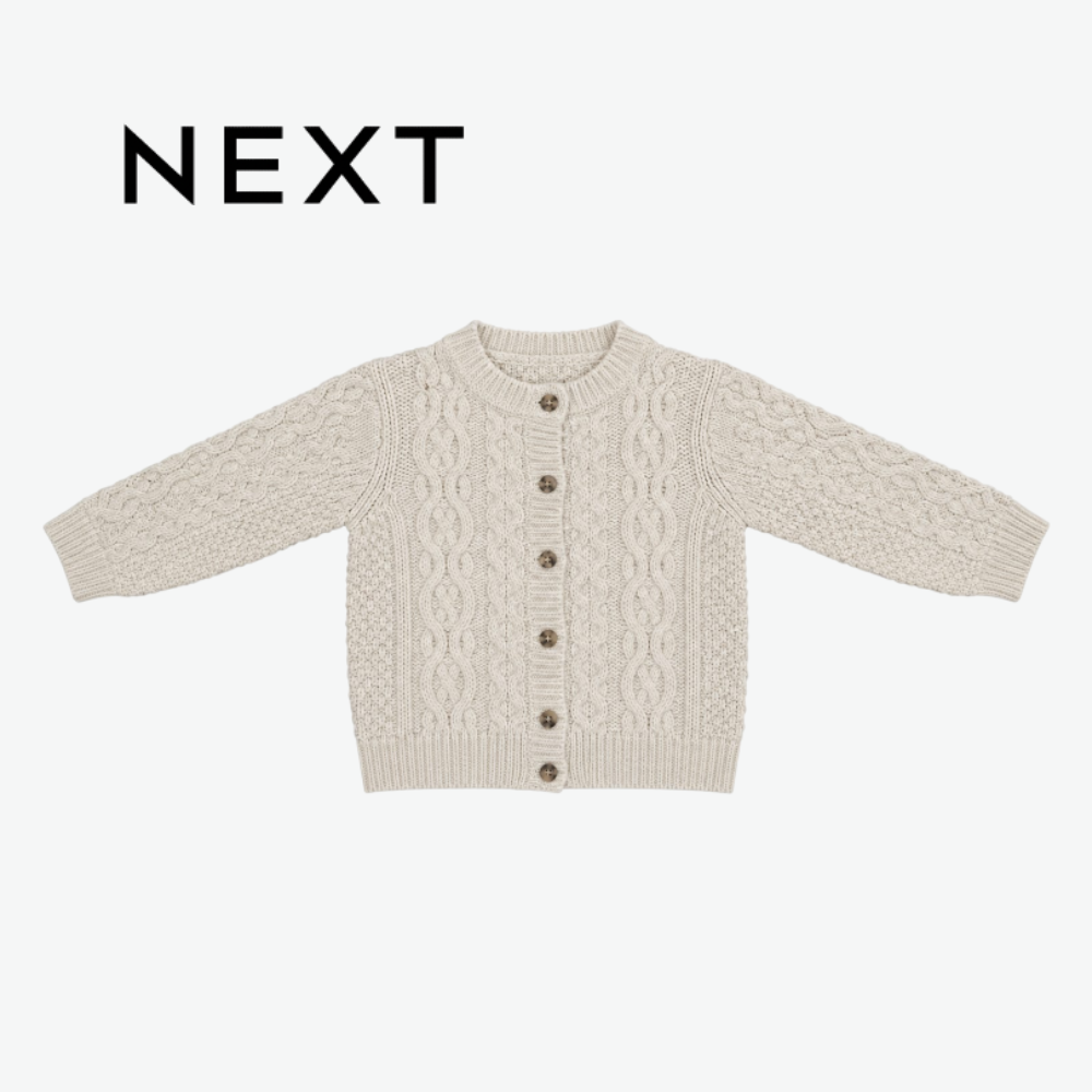 NEXT OATMEAL CABLE KNIT CARDIGAN