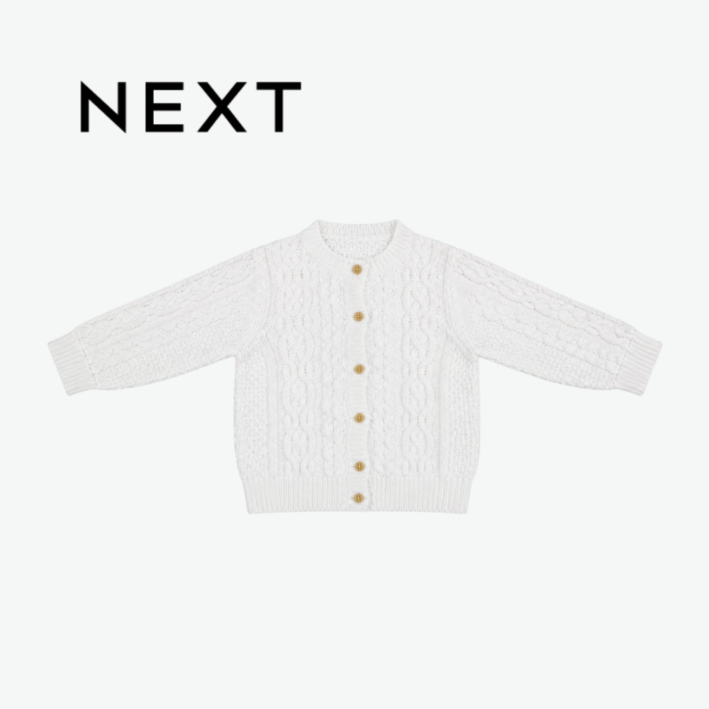 NEXT WHITE CABLE KNIT CARDIGAN