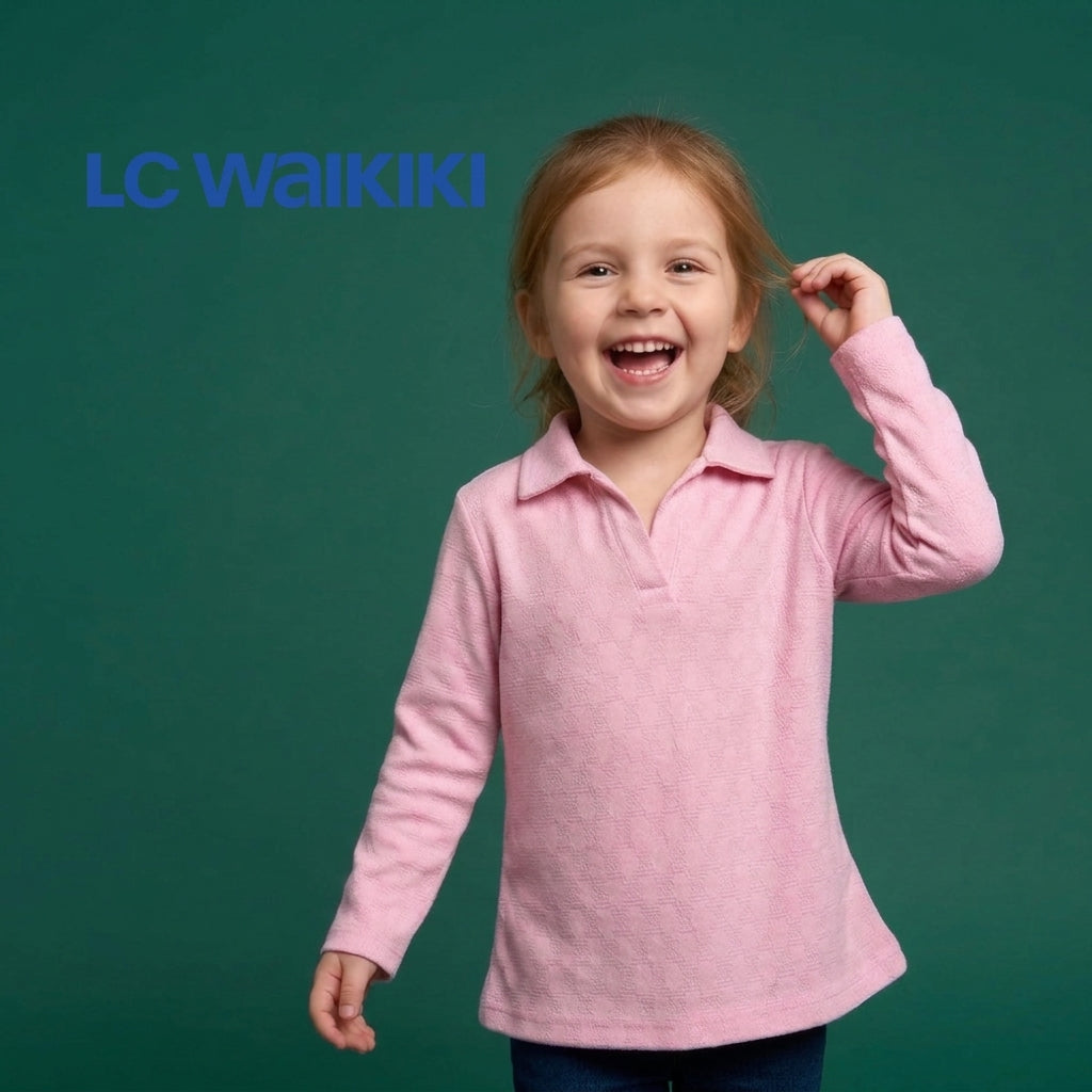 L.C. WAIKIKI LIGHT PINK COLLARED LONG-SLEEVE TOP