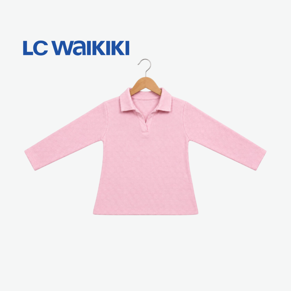 L.C. WAIKIKI LIGHT PINK COLLARED LONG-SLEEVE TOP
