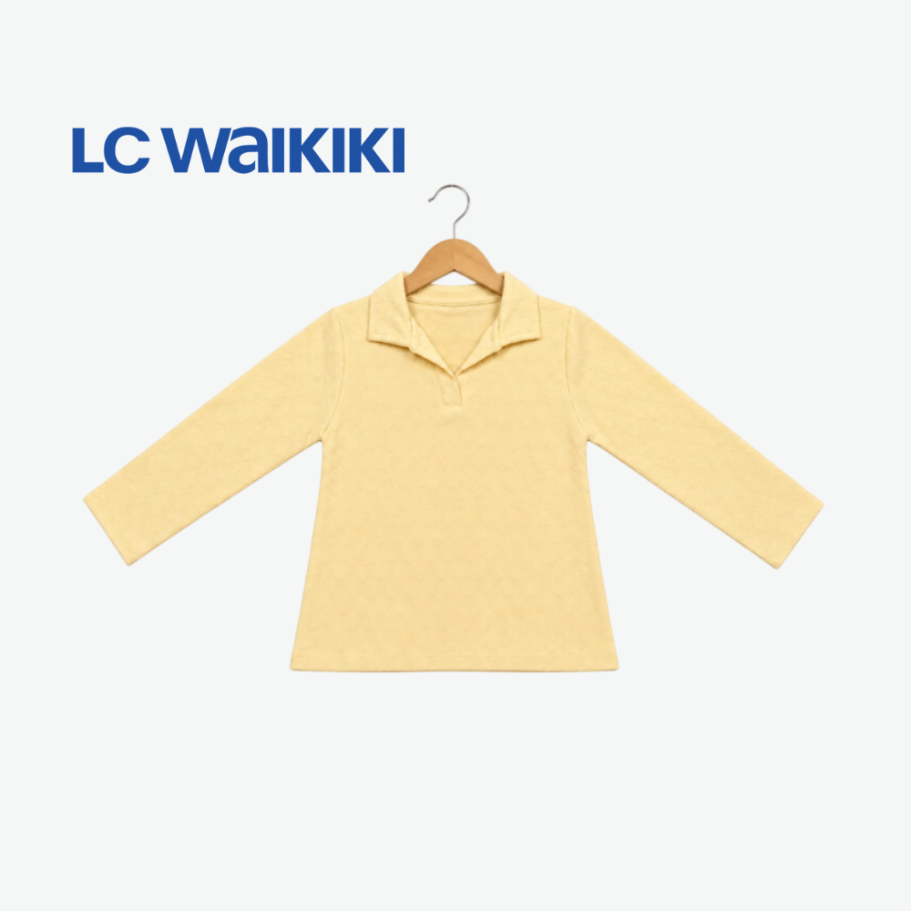 L.C. WAIKIKI LIGHT YELLOW COLLARED LONG-SLEEVE TOP