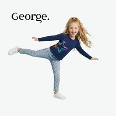 GEORGE NAVY RAINBOW STAR LONG-SLEEVE TOP