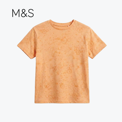M&S T-SHIRT NEON ORANGE TEXTURED MICKEY MOUSE
