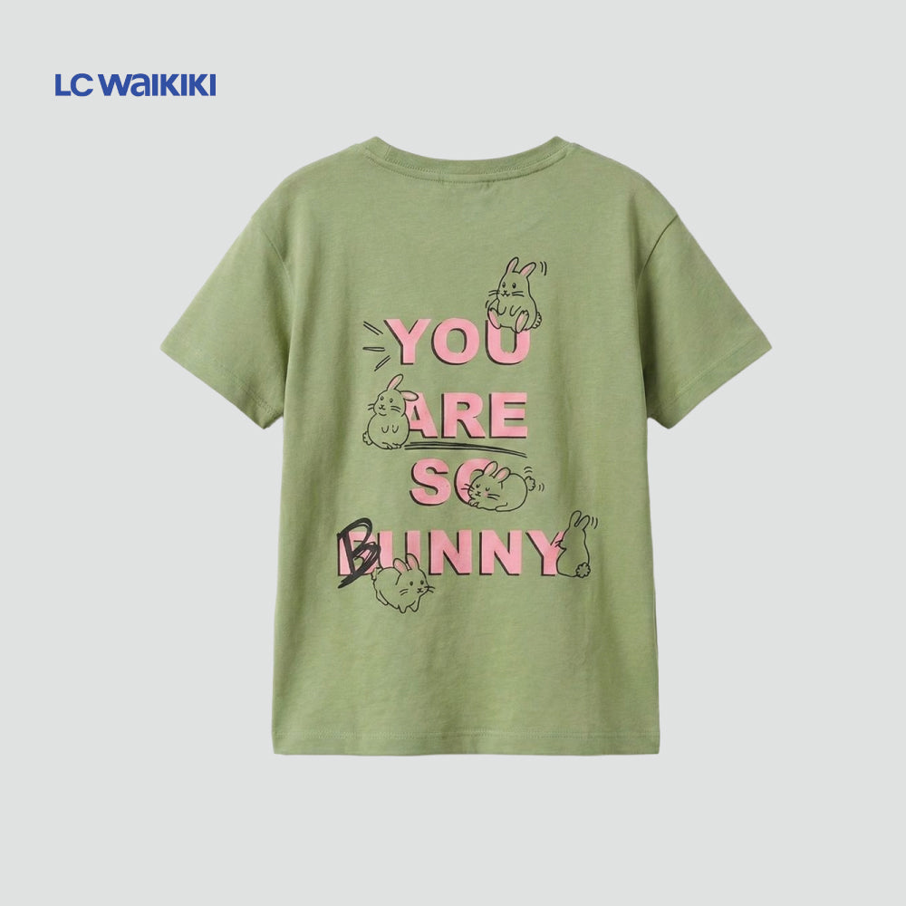 LC.WAIKIKI T-SHIRT GREEN BUNNY SEQUIN