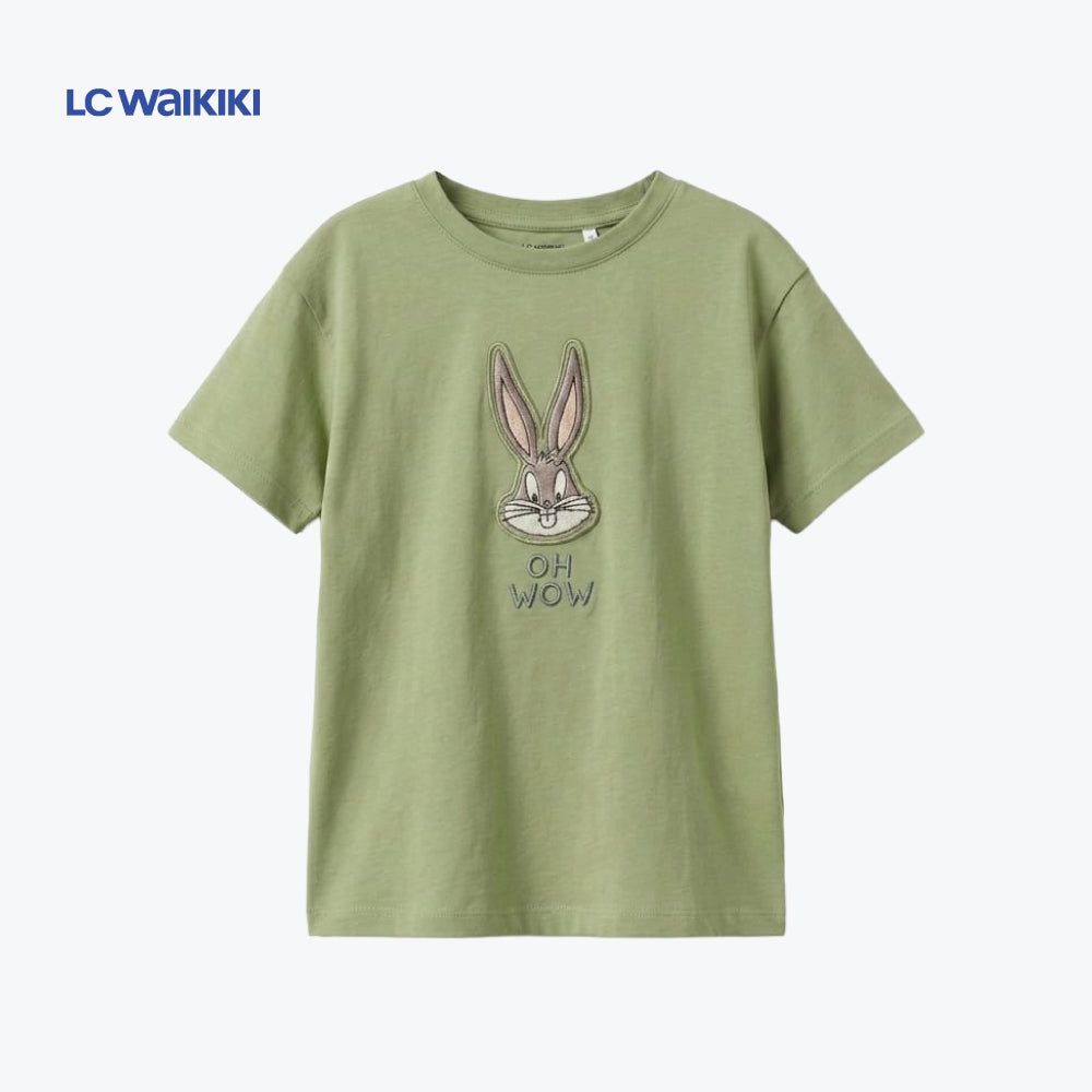 LC.WAIKIKI T-SHIRT GREEN BUNNY SEQUIN