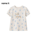 NAME IT T-SHIRT WHITE WITH BLUE FLOWERS 'SWEET DREAMS'
