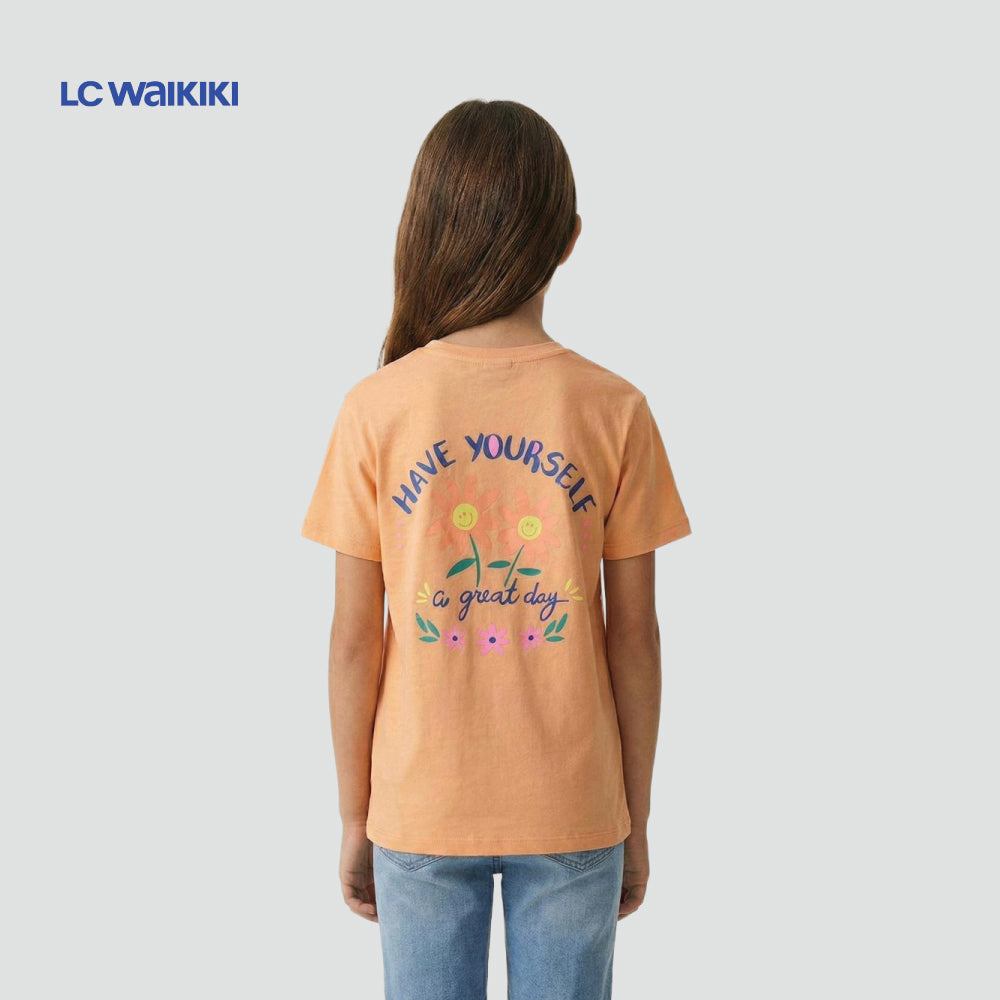 LC.WAIKIKI T-SHIRT ORANGE WITH BUTTERFLY SEQUIN