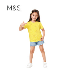 M&S T-SHIRT YELLOW TEXTURED WITH MICKEY MOUSE