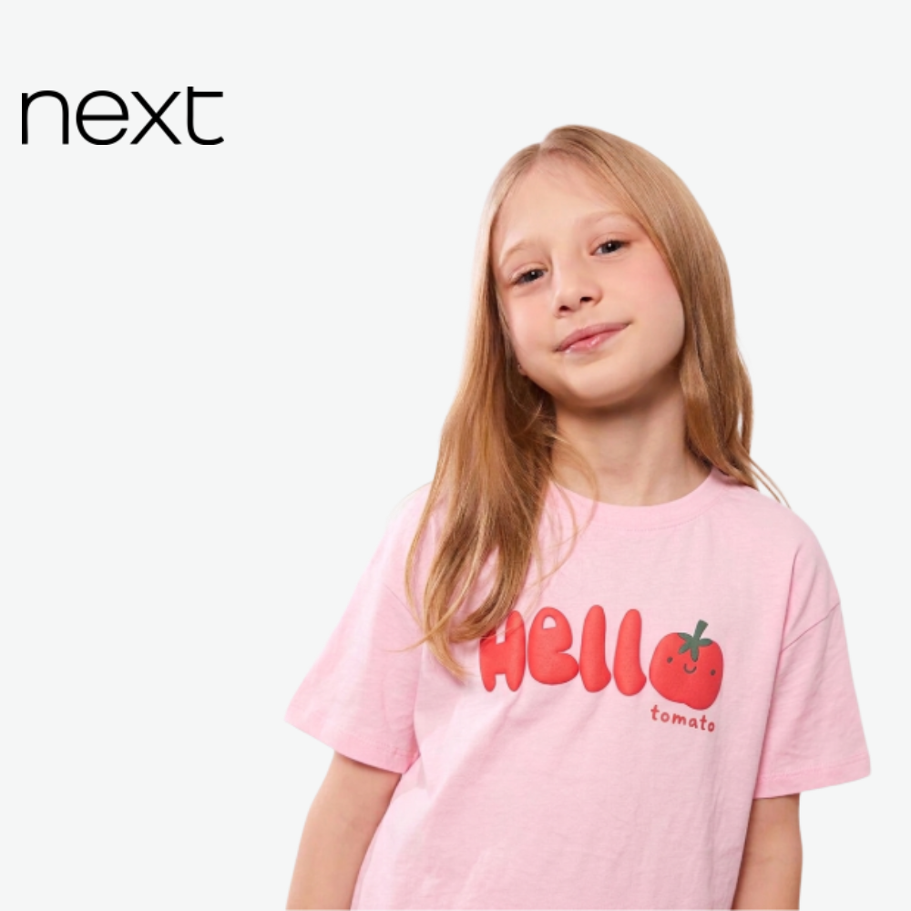 T-SHIRT DROP SHOULDER PINK WITH TOMATO