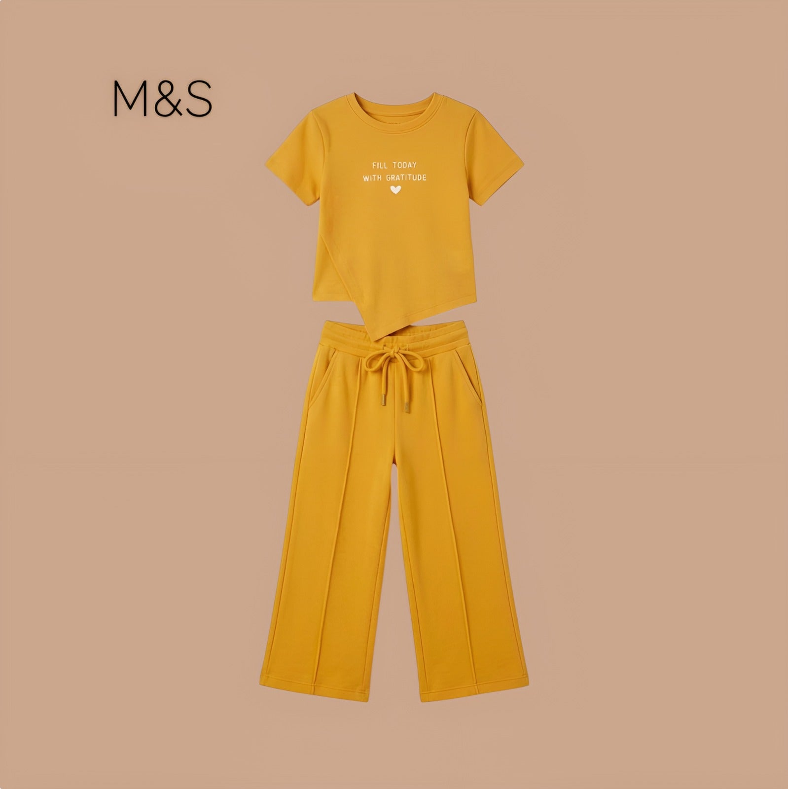 M&S CO-ORD YELLOW "FILL TODAY WITH GRATITUDE"