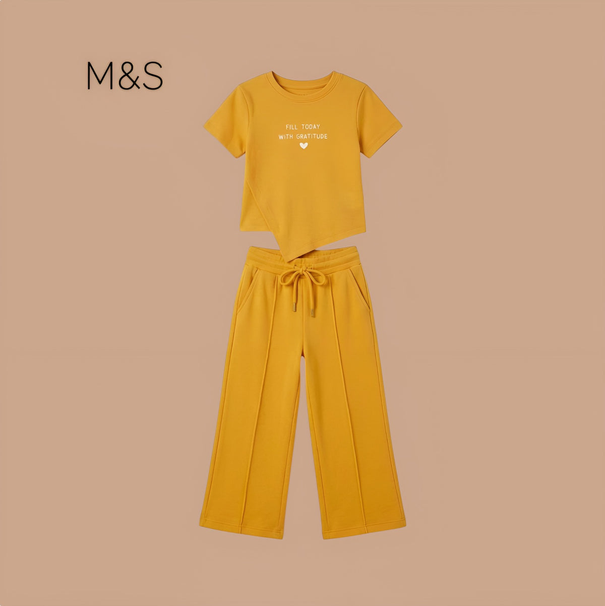 M&S CO-ORD YELLOW "FILL TODAY WITH GRATITUDE"