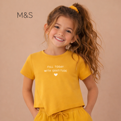 M&S CO-ORD YELLOW "FILL TODAY WITH GRATITUDE"