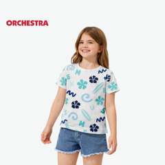 ORCHESTRA T-SHIRT OFF-WHITE WITH BLUE HIBISCUS