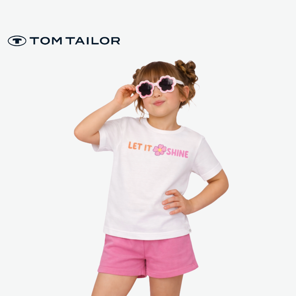 TOM TAILOR T-SHIRT WHITE "LET IT SHINE"