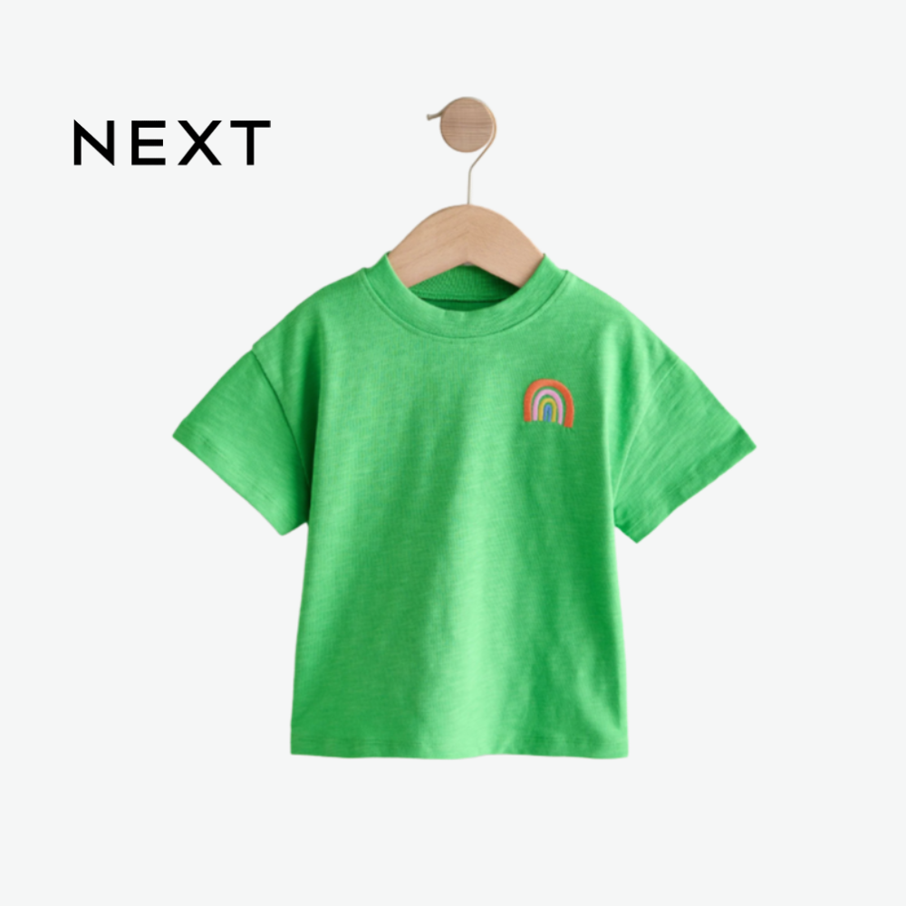 NEXT T-SHIRT PARROT GREEN WITH RAINBOW