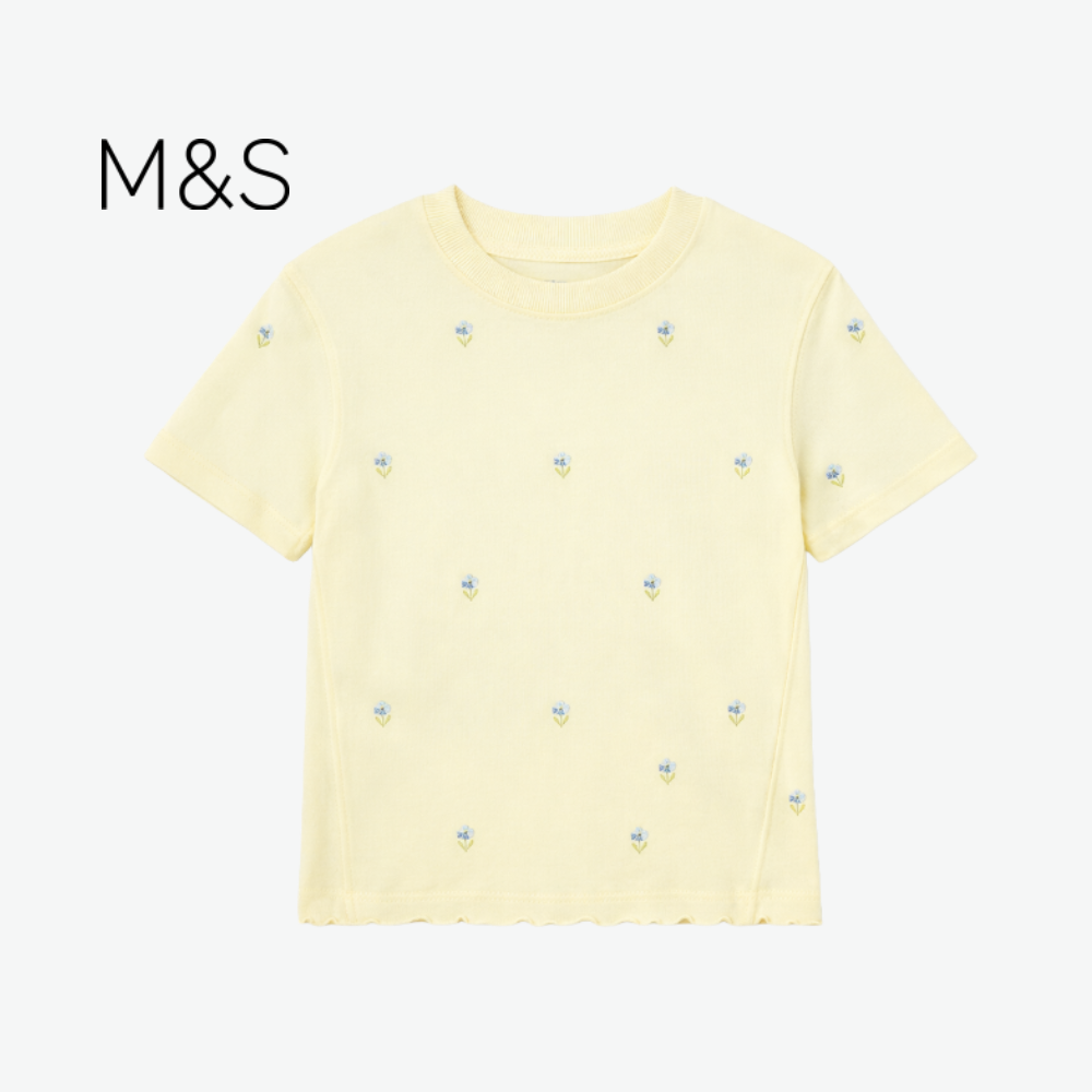 M&S CREAM TOP WITH CROSSTITCH PRINT