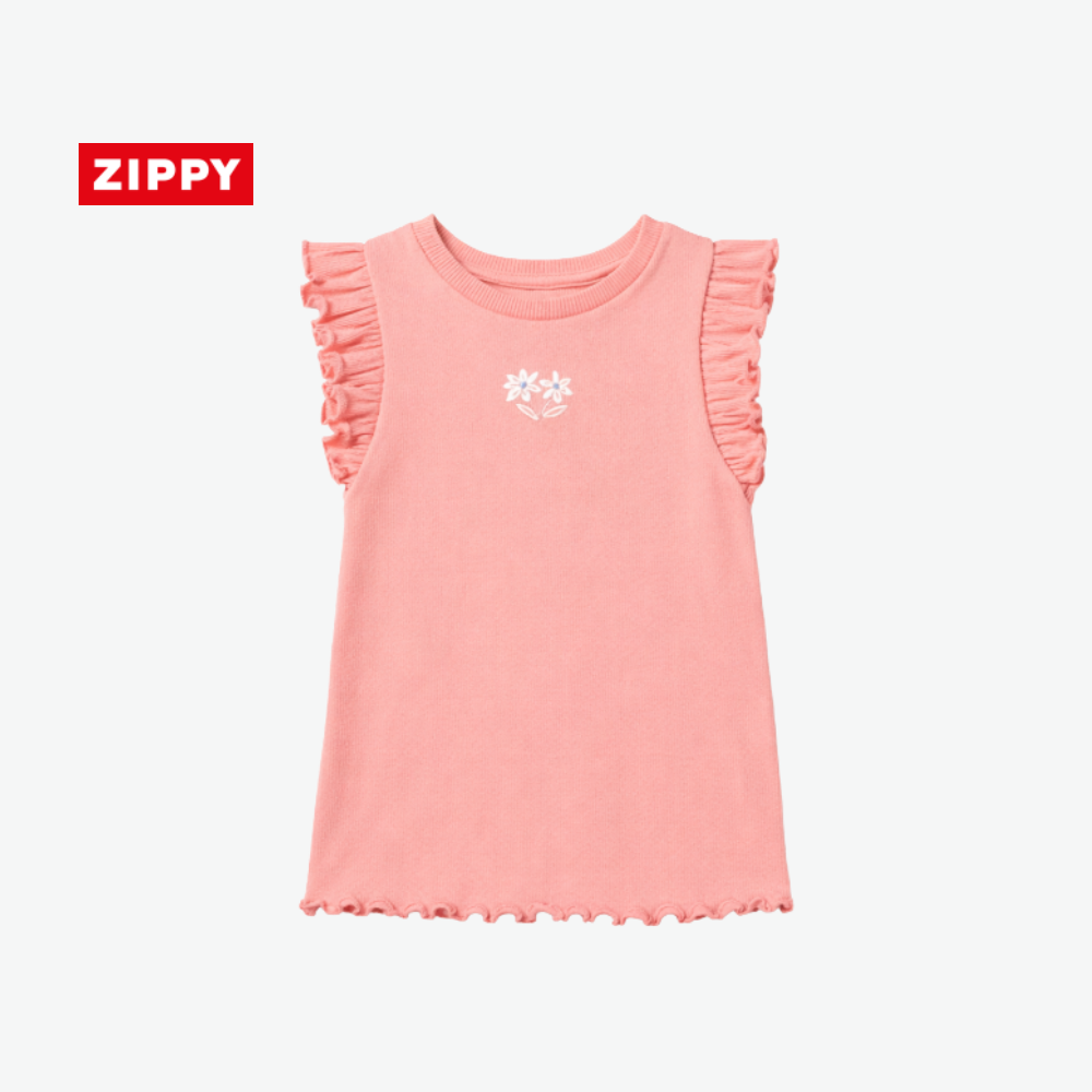 ZIPPY SALMON PINK RIBBED TOP