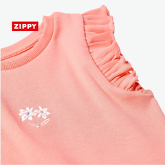 ZIPPY SALMON PINK RIBBED TOP