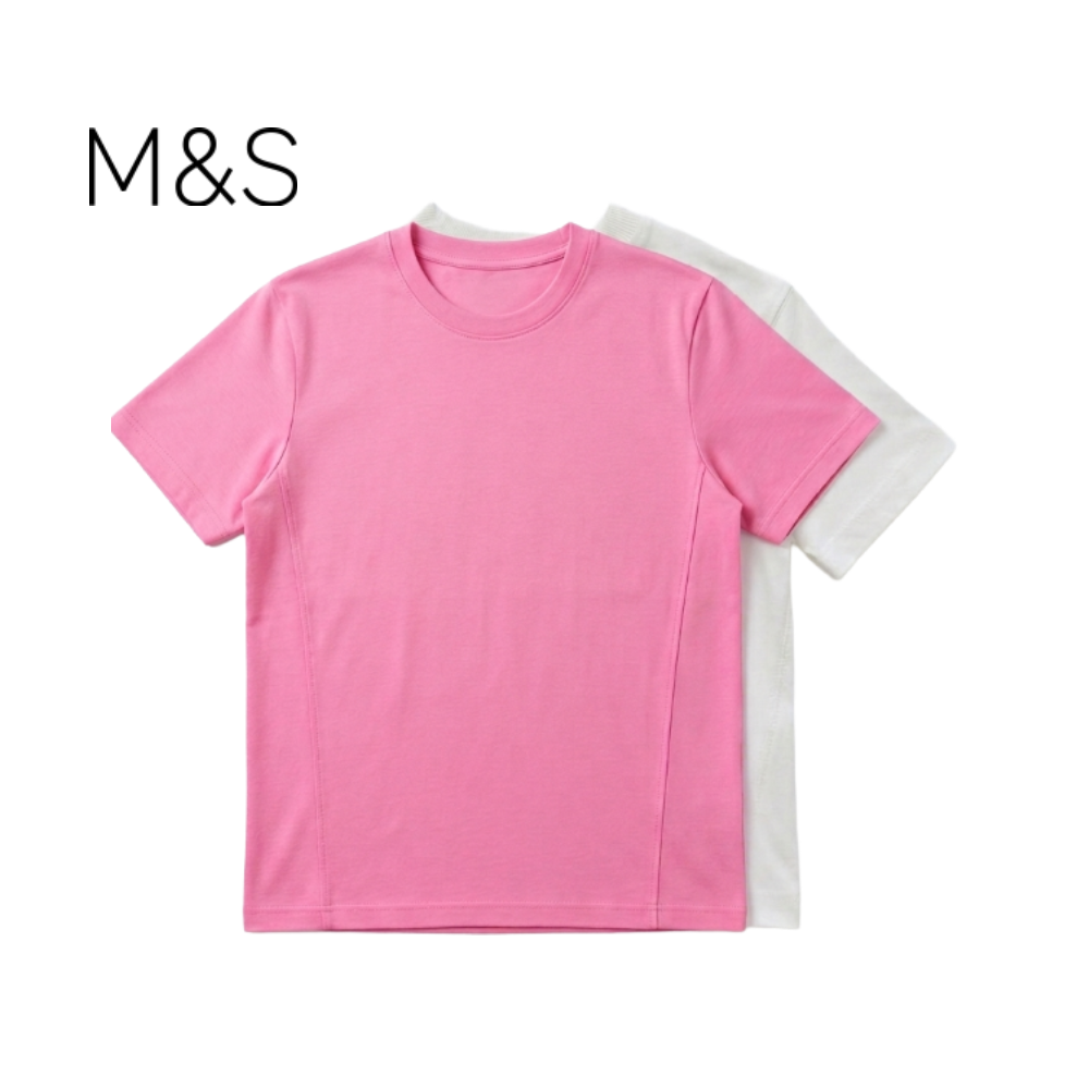 M&S PACK-OF-TWO PINK AND WHITE