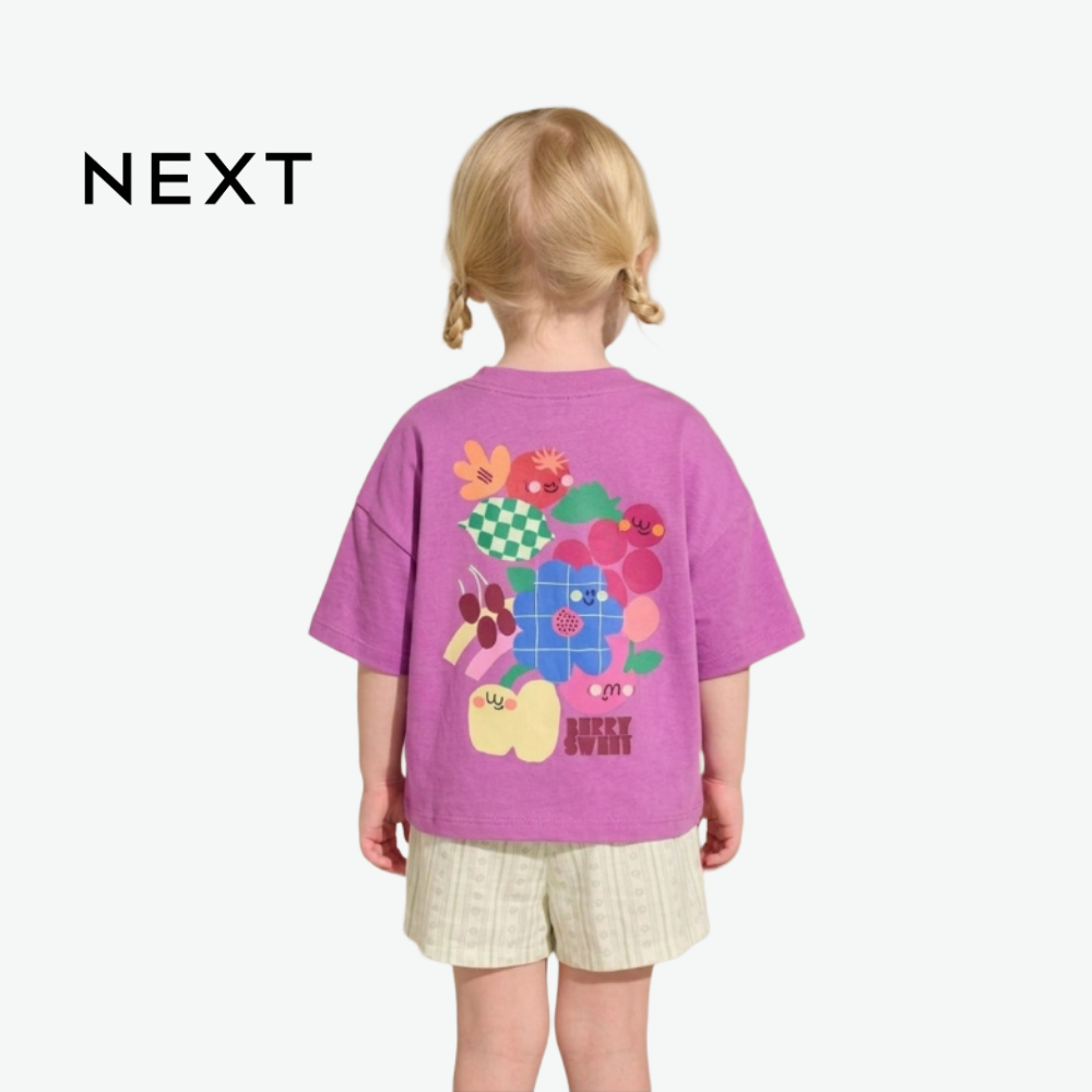 NEXT ORCHID PURPLE TOP WITH 3D DETAIL AND GRAPHIC PUFF PRINT