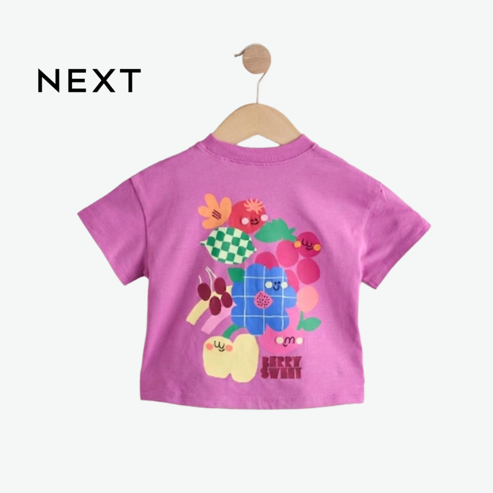 NEXT ORCHID PURPLE TOP WITH 3D DETAIL AND GRAPHIC PUFF PRINT