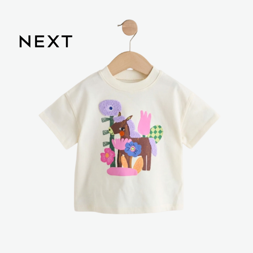 NEXT ECRU WHITE TOP WHITE HORSE 3D DETAIL