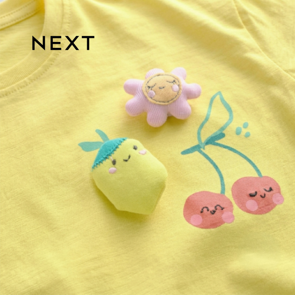 NEXT SUNNY YELLOW TOP WITH 3D FLOWER AND LEMON DETAIL