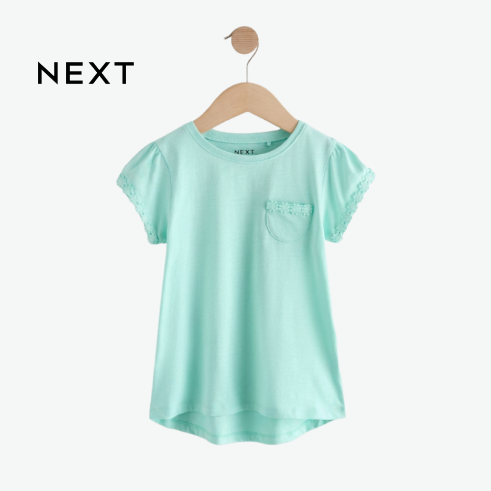 NEXT MINT GREEN TOP DAISY TRIM WITH LACE DETAIL