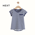 NEXT BLUE AND WHITE STRIPES TOP DAISY TRIM WITH LACE DETAIL