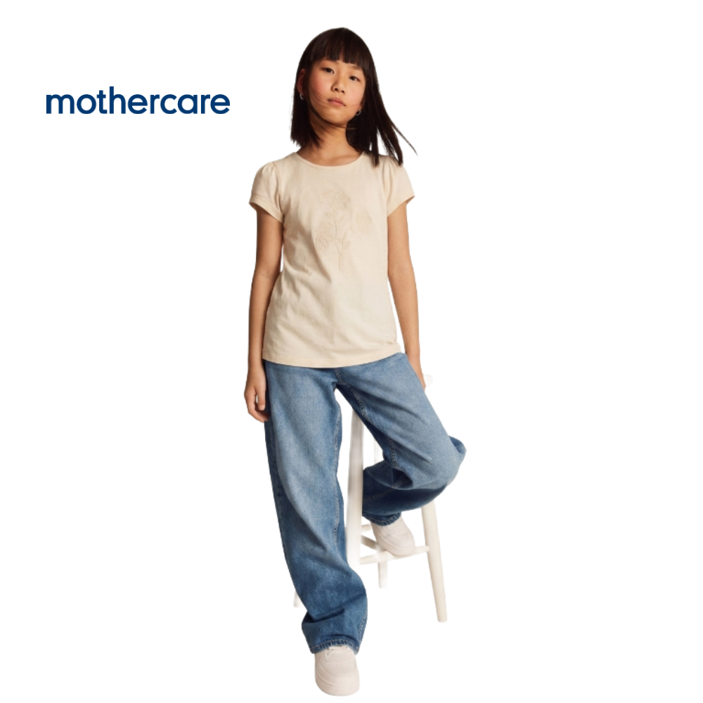 MOTHERCARE TOP BEIGE WITH EMBOSSED FLORAL DETAIL