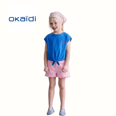 OKAIDI ROYAL BLUE TOP WITH HOT PINK BEADED DETAIL "HELLO"
