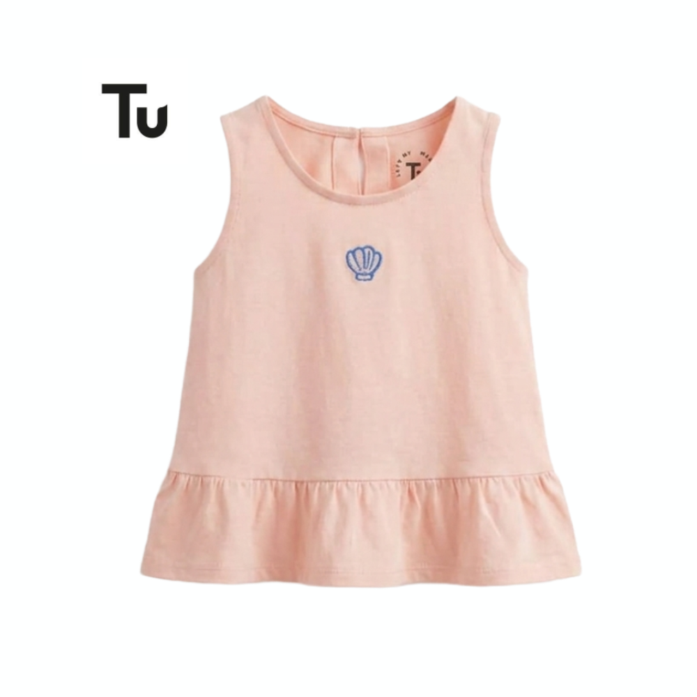 TU VEST TOP PEACH WITH EMBROIDERED SHELL