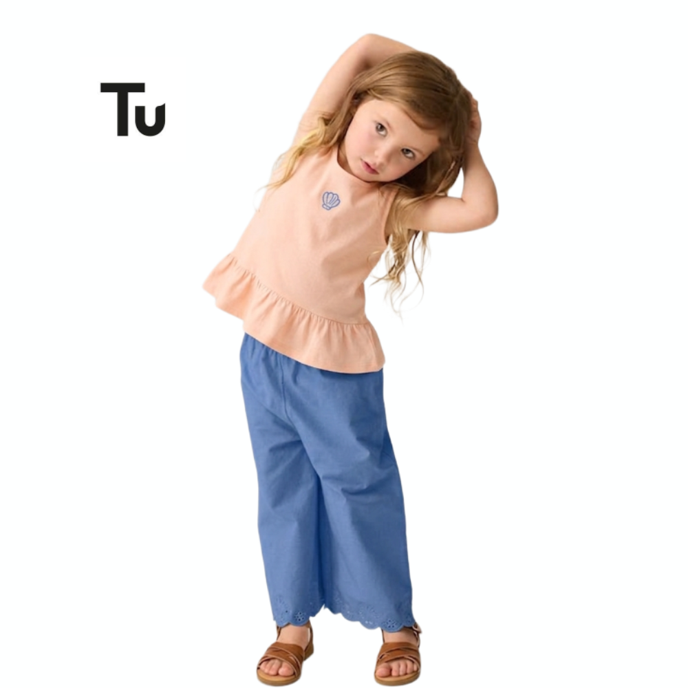 TU VEST TOP PEACH WITH EMBROIDERED SHELL