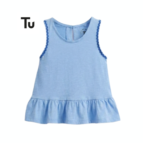 TU VEST TOP BLUE WITH LACE ACCENTS