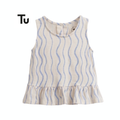 TU VEST TOP WHITE AND BLUE PRINTED