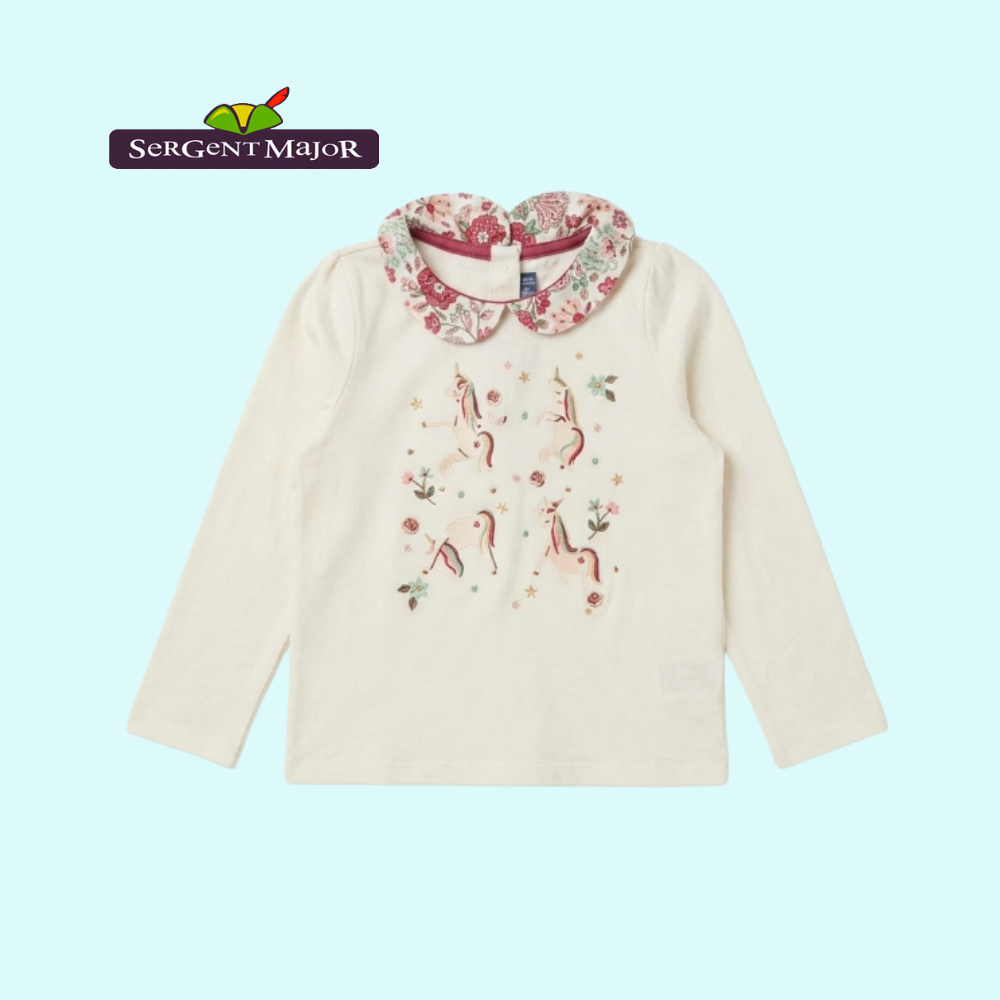 SERGENT MAJOR WHITE FULL-SLEEVES TOP WITH UNICORNS