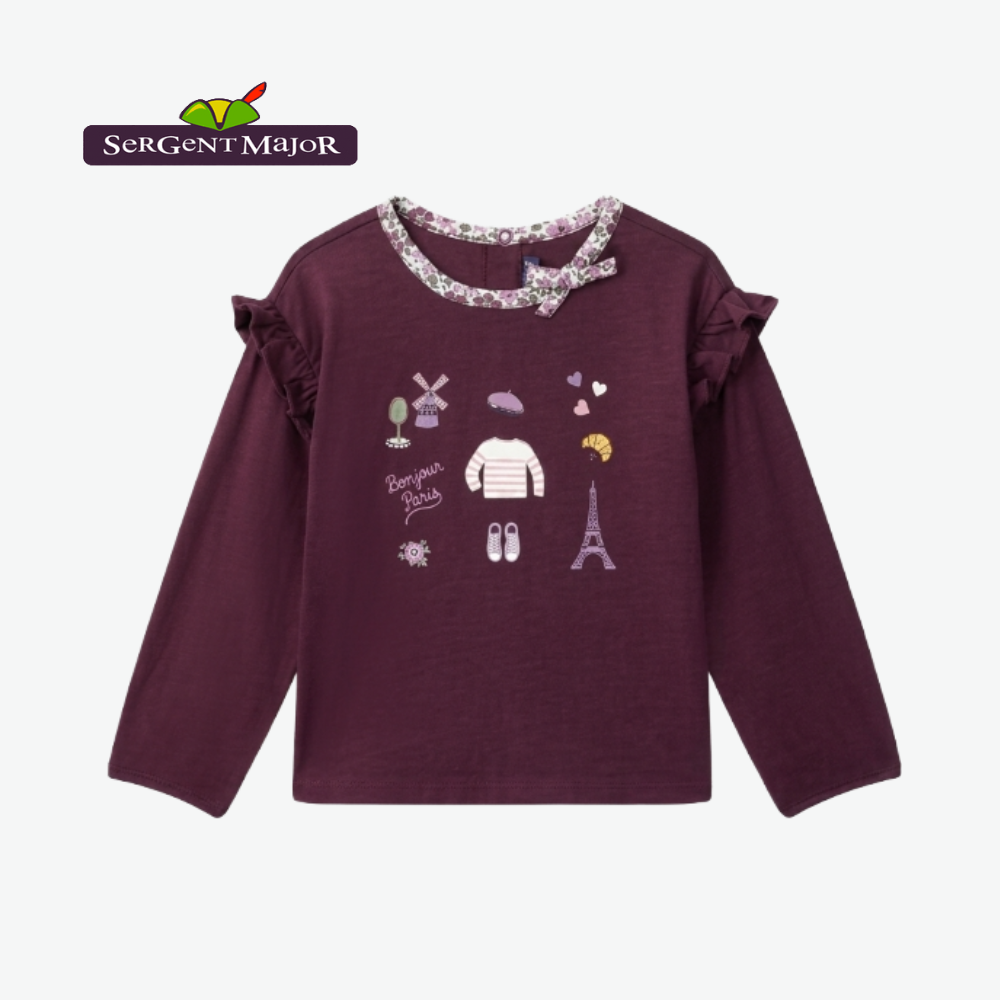 SERGENT MAJOR MAROON FULL-SLEEVES TOP WITH PARIS ICONOGRAPHY