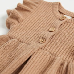 NEXT CAMEL RIBBED KNIT RUFFLE PEPLUM CARDIGAN