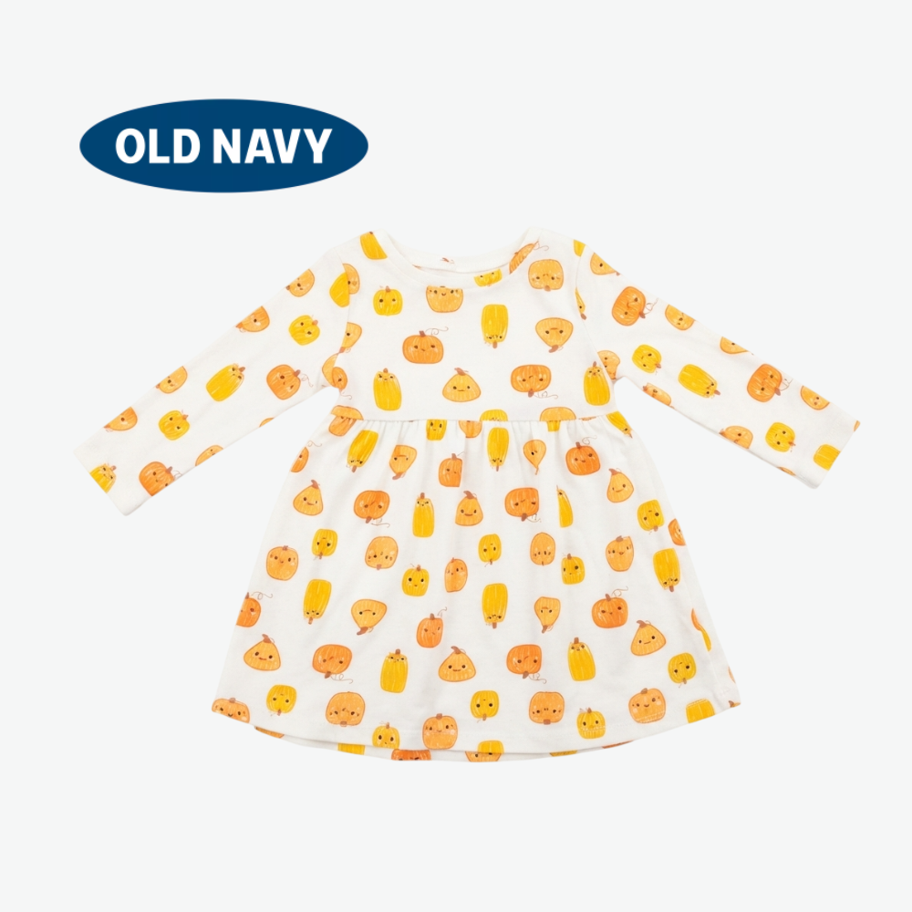 OLD NAVY WHITE PUMPKIN PRINT FROCK