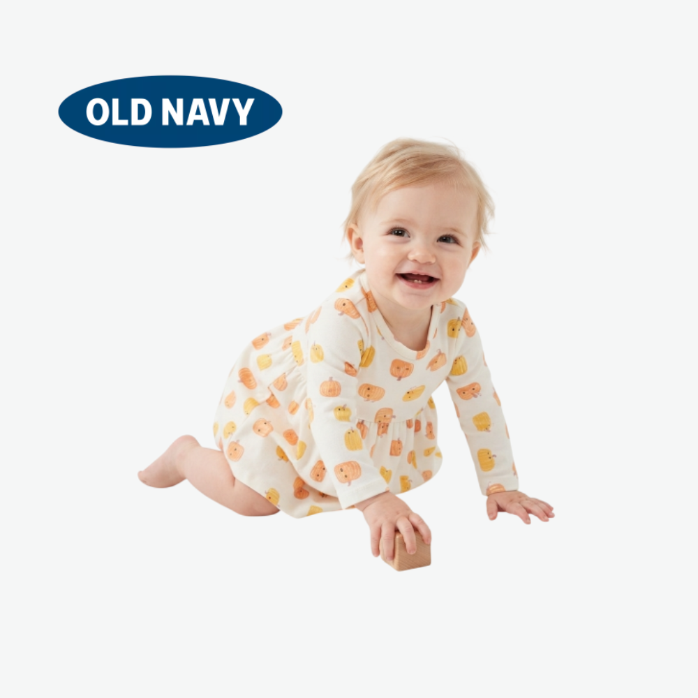 OLD NAVY WHITE PUMPKIN PRINT FROCK