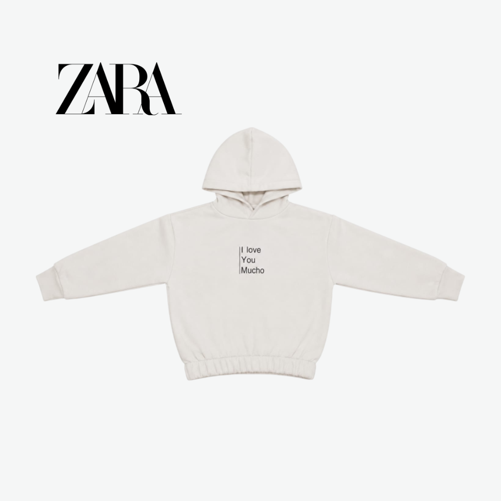 ZARA "I LOVE YOU MUCHO" OFF-WHITE HOODIE