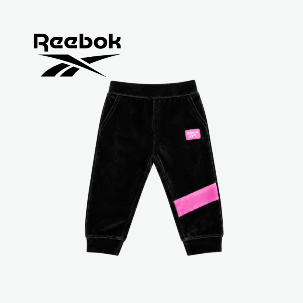 REEBOK BLACK & HOT PINK VELOUR HOODIE & JOGGERS SET