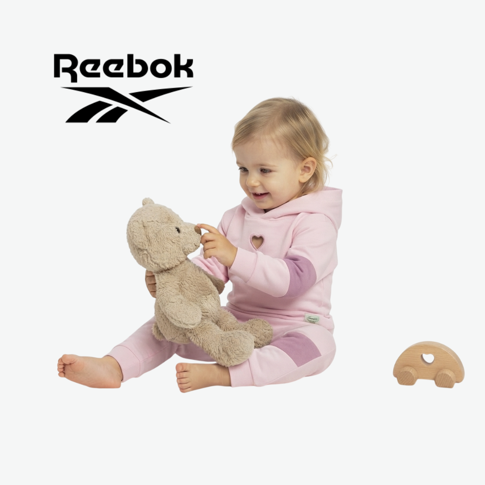 REEBOK LIGHT PINK HEART-ACCENT HOODIE & JOGGERS SET