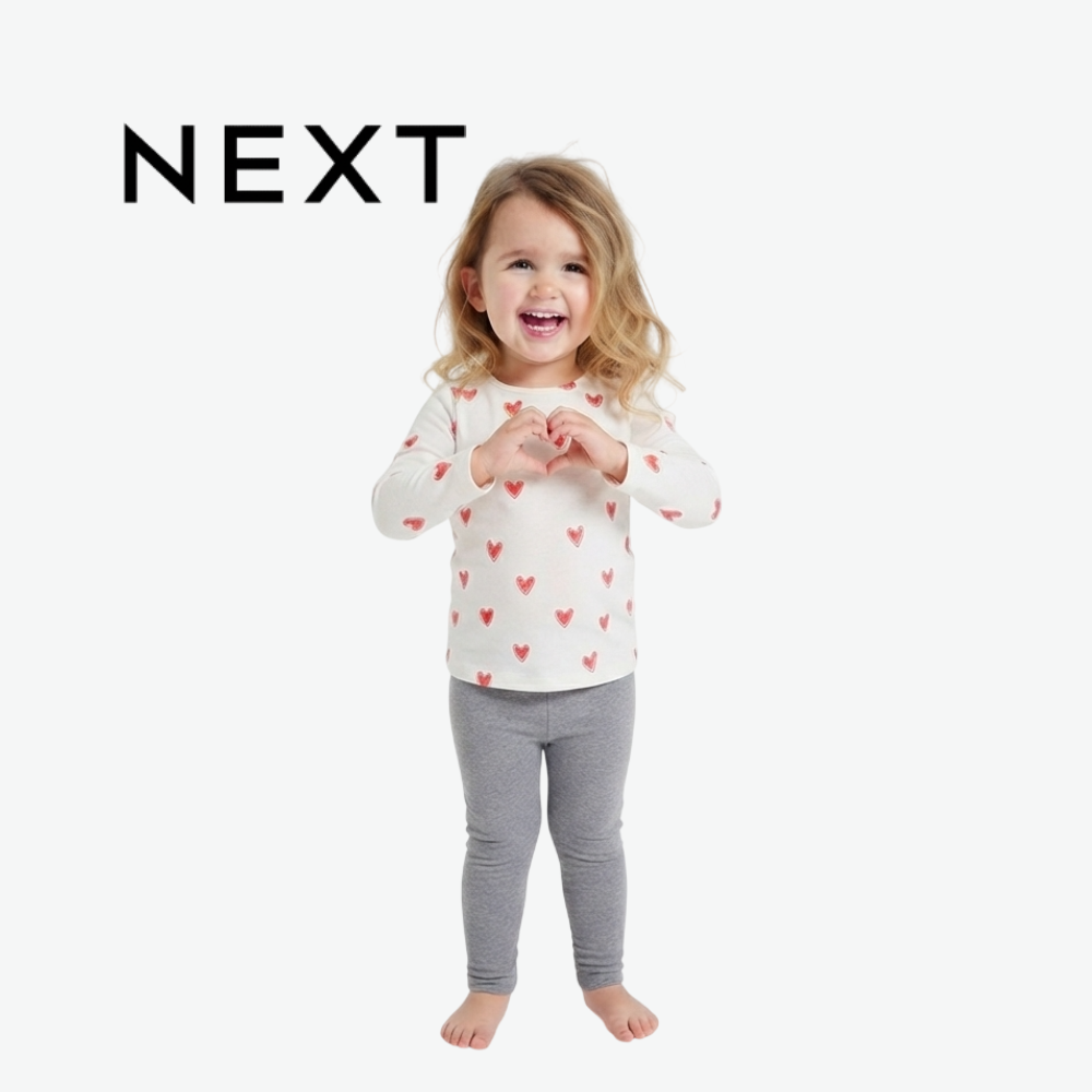 NEXT ALL-OVER RED HEARTS WHITE LONG-SLEEVE TOP